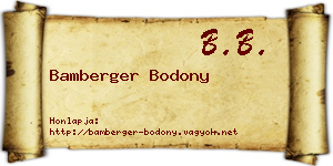 Bamberger Bodony névjegykártya